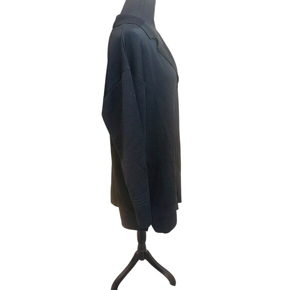 Chiara Marconi Black Cardigan Sweater 2X Merino Wool Made In Italy Minimalist - Picture 5 of 7